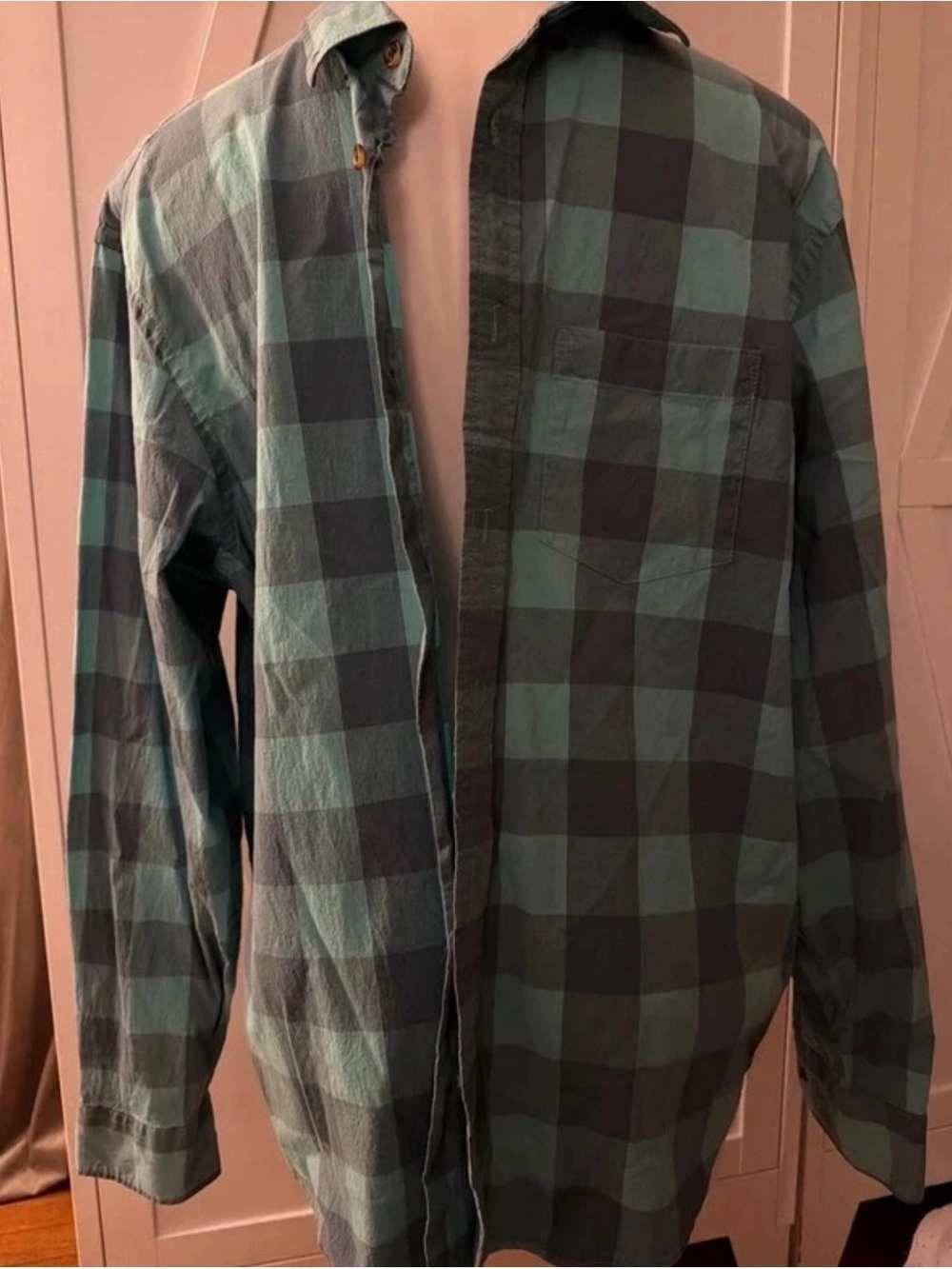 Old Navy Blue-Green Plaid Lightweight Shirt Jacket